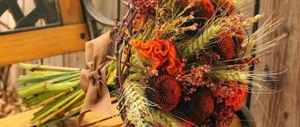 Букет из хризантем и злаков