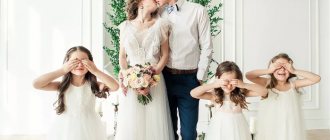 children covered their eyes while kissing at a wedding