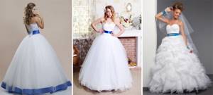 Элегантные наряды на свадьбу с синей лентой