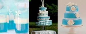 голубой и белый цвет свадебного торта