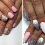 идеи маникюра розовый с серым