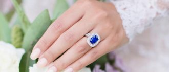 Engagement ring with blue stone