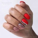 Red-beige manicure photo