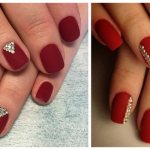Red matte manicure with design. Photos, new items, fashion trends 2021 