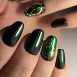 Manicure with green shellac
