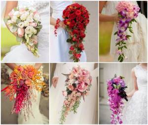 Ниспадающая цветочная композиция для невесты