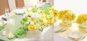 оформление стола на свадьбу в желтом цвете