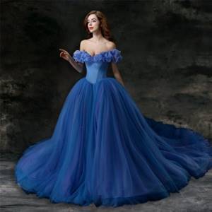 Пышное платье синего цвета на свадьбу