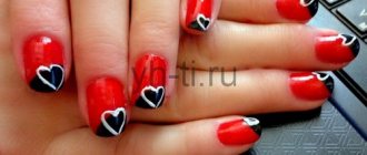 Hearts on nails using a brush