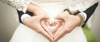 Heart from the hands of the bride and groom