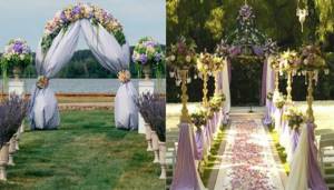 Свадебную арку лучше всего украсить лавандой и другими цветами пастельных оттенков