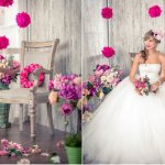 Свадебный декор комнаты цветами и помпонами