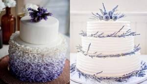 Торт можно украсить цветами или листьями лаванды, а можно и просто смазать кремом тематических цветов