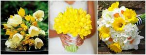 Желтые тюльпаны в букете невесты